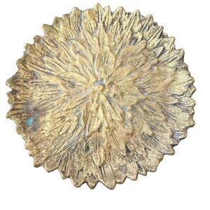 Brass Chrysanthemum Flower Footed Trinket Tray 5 Inch Round
